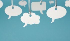 Blank white speech bubbles