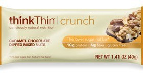 Think Thin Caramel Chocolate Dipped Mixed Nuts Crunch Bar Think Thin Caramel Chocolate Dipped Mixed Nuts Crunch Bar