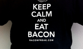 Keep Calm and Eat Bacon T-Shirt from BaconFreak.com