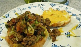 TMSloppyJoeOpenFaceopt Tex-Mex Sloppy Joe on low carb Revolutionary Roll