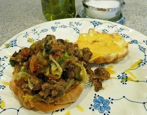 Tex-Mex Sloppy Joe on low carb Revolutionary Roll