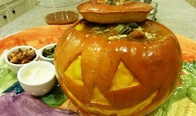 jackclose2 The mini roasted Jack O' Lantern pumpkins add a festive Halloween flair to low carb Pumpkin Sausage Soup.