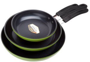 Ozeri ZP1-3P 3 Piece Green Earth Frying Pan Set
