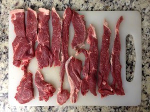 Lamb Strips no thicker than 1/4 inch
