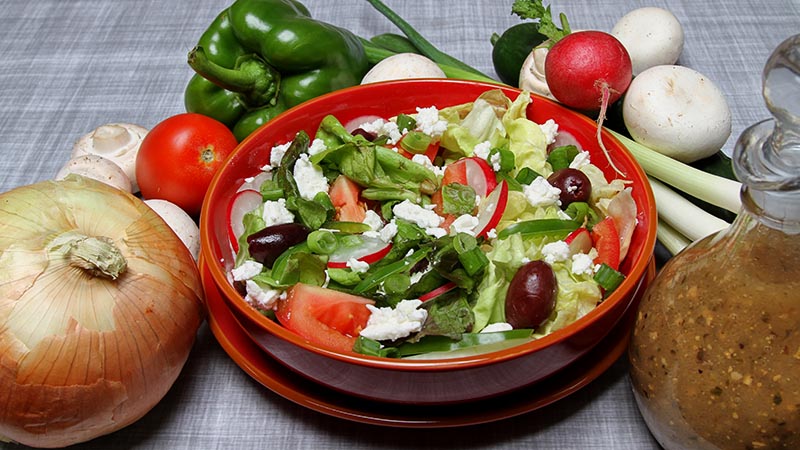 Low-Carb Greek Salad Variation With Radishes And Scallions