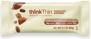 Chocolate Espresso Think Thin Low Carb Gluten Free Protein Bars