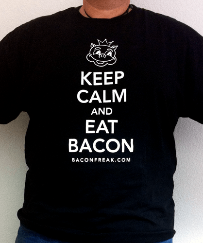 Keep Calm and Eat Bacon T-Shirt from BaconFreak.com