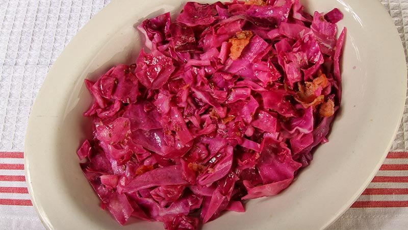 Low-Carb Gluten-Free Red Cabbage with Bacon and Caraway Recipe