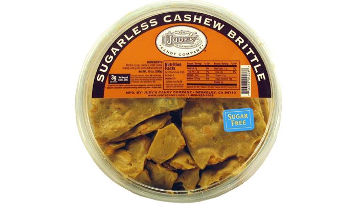 Judy's Sugarless Cashew Brittle 10 oz tub