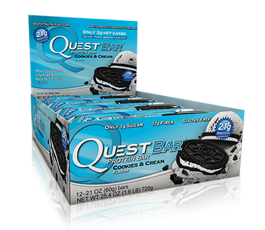 Quest Nutrition Cookies and Cream Bars Box