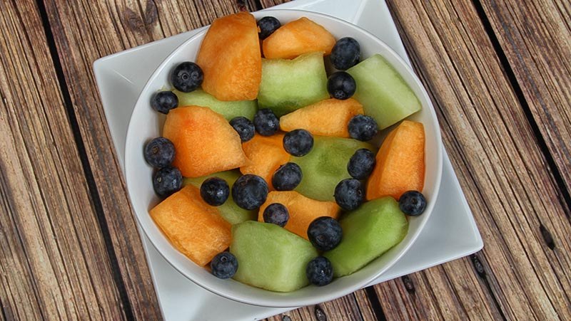 Cantaloupe and Honeydew Chunks with Blueberries