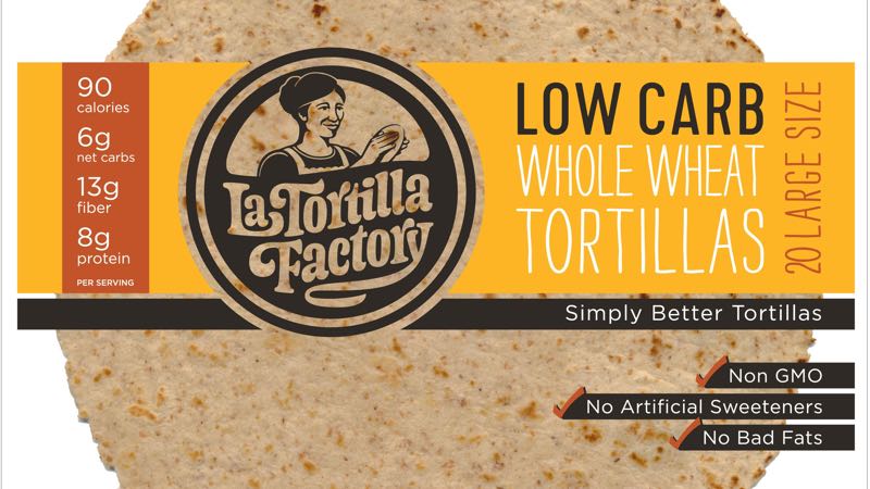 LaTortilla Factory Low-Carb Whole Wheat Large Tortillas 20 ct