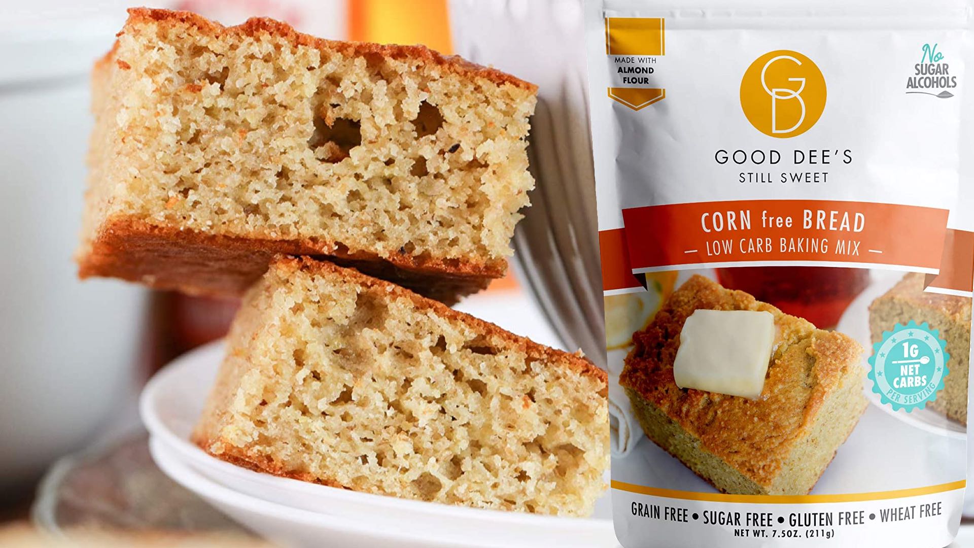 Good Dee’s Corn Bread Grain-Free, Low-Carb, Sugar-Free, Gluten-Free, Wheat Free Baking Mix