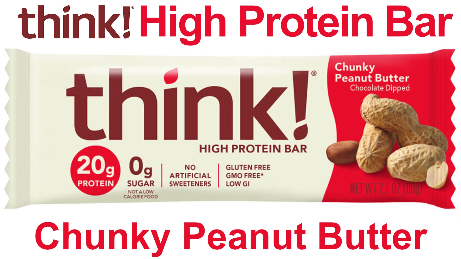 Chunky Peanut Butter Think Thin Low Carb Gluten Free Protein Bars